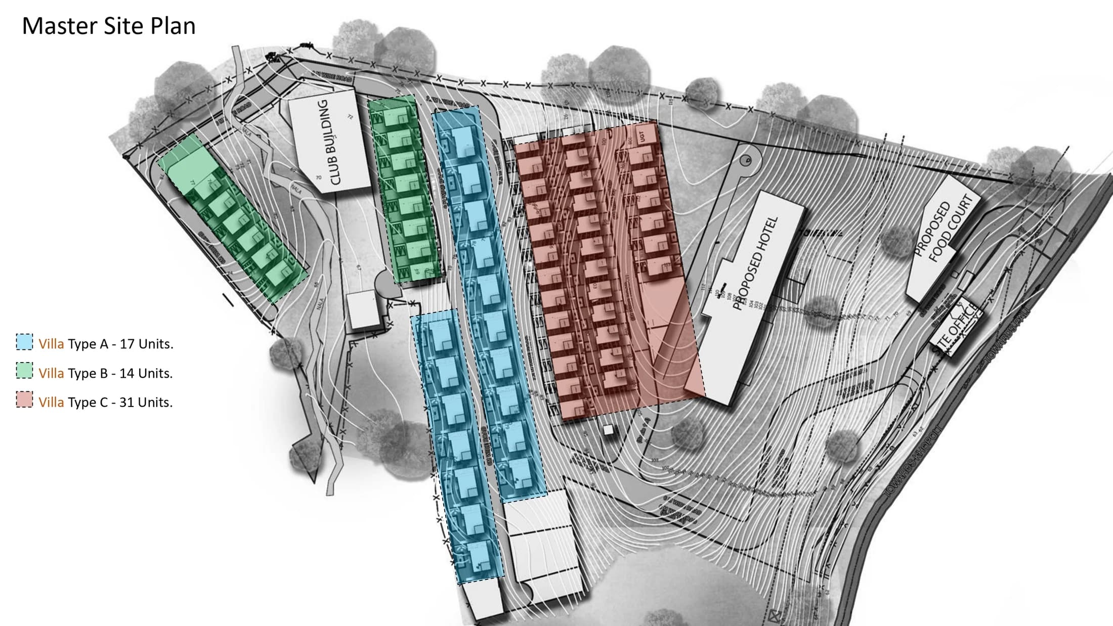 Master site plan showing villa type distribution at Motus Luxora